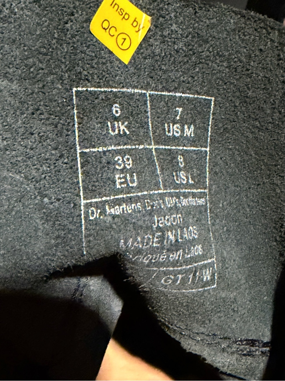 Dr. Martens Black Leather Platform Combat Boots with Yellow Stitching - Picture 3 of 3